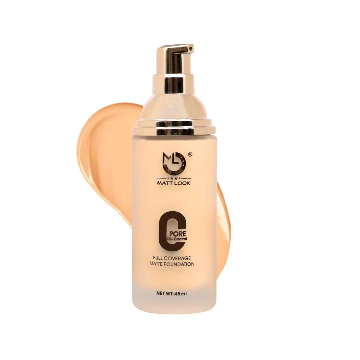 MATT LOOK Zero Pore Oil Control Full Coverage Matte Foundation, Beige (45ml)