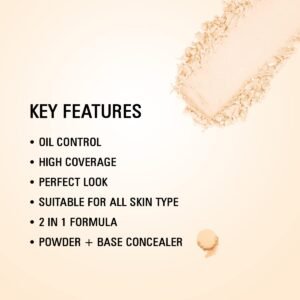 MATT LOOK Perfect Look powder Oil control 2 in 1 Formula Compact | Powder plus base concealer | High coverage with HD finish | Easily blendable | Suitable for all skin types | 20g Fair
