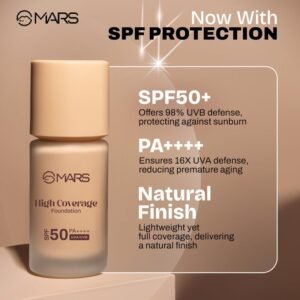 MARS SPF50 PA++++ High Coverage Foundation | Blemish Free & Blendable Makeup | For All Skin Type | IN-VIVO Tested with 5 Star UVA+UVB Protection Boost Rating (40ml) (SHADE-05)