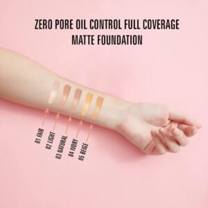 MATT LOOK Zero Pore Oil Control Full Coverage Matte Foundation, Beige (45ml)