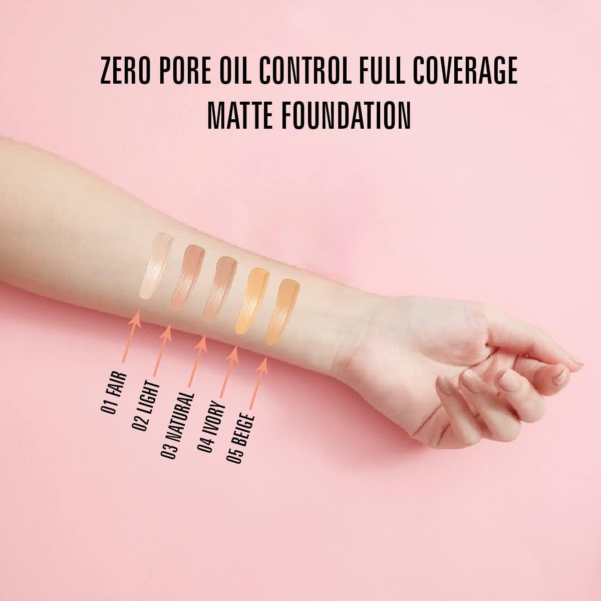 MATT LOOK Zero Pore Oil Control Full Coverage Matte Foundation, Beige (45ml) - Image 3
