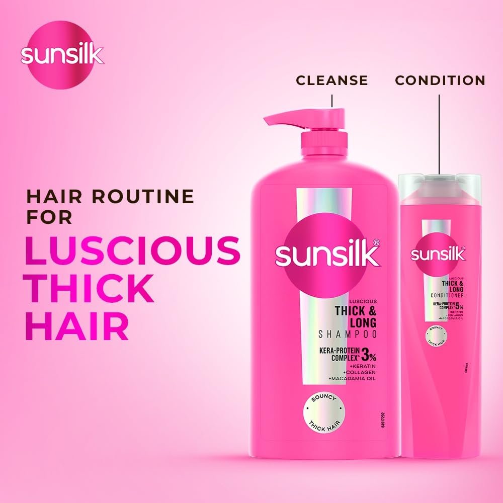 Sunsilk Luscious Thick & Long Shampoo 1L || with 3% KERA-PROTEIN COMPLEX for Thicker, Fuller & Bouncier Hair - Image 4