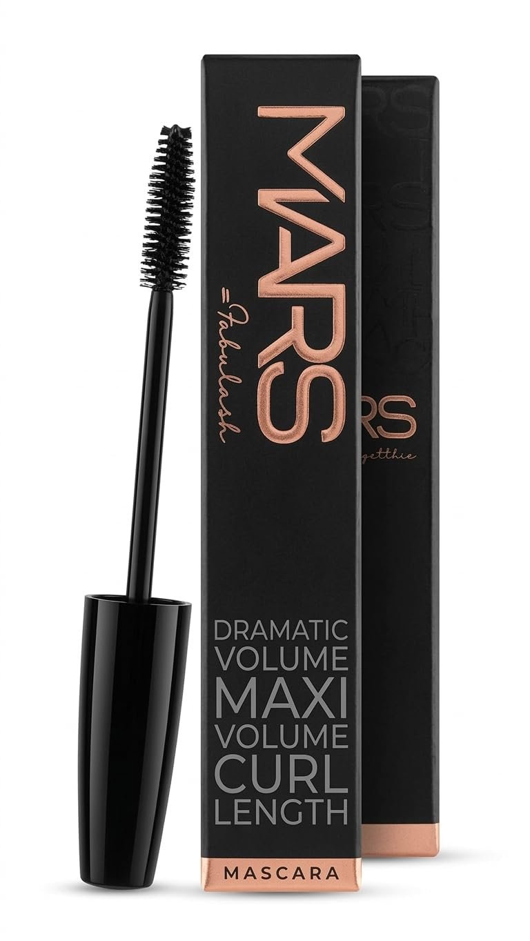 Premium Mars Fabulash Volumizing Mascara - Jet Black, 12ml | Dramatic Volume, Maxi Length & Instant Curl | Infused with Micro-Fiber Technology & Curl Memory Polymers | Clump-Free & Long Lasting