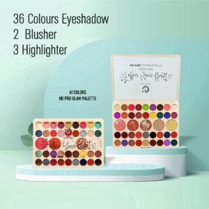 MATT LOOK 41 Colors Hd Pro Glam Palette|Multi-Purpose Use Palette|Bright Vibrant Colors|Water Proof Formula|One Stroke Application|Eye Shadows & Highlighters In One Palette- Multicolor 01(41.6G)