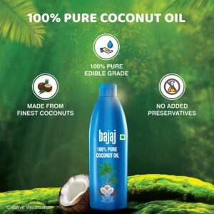 Bajaj 100% Pure Coconut Oil 600ml | Made with Premium Grade 1 Quality Coconuts