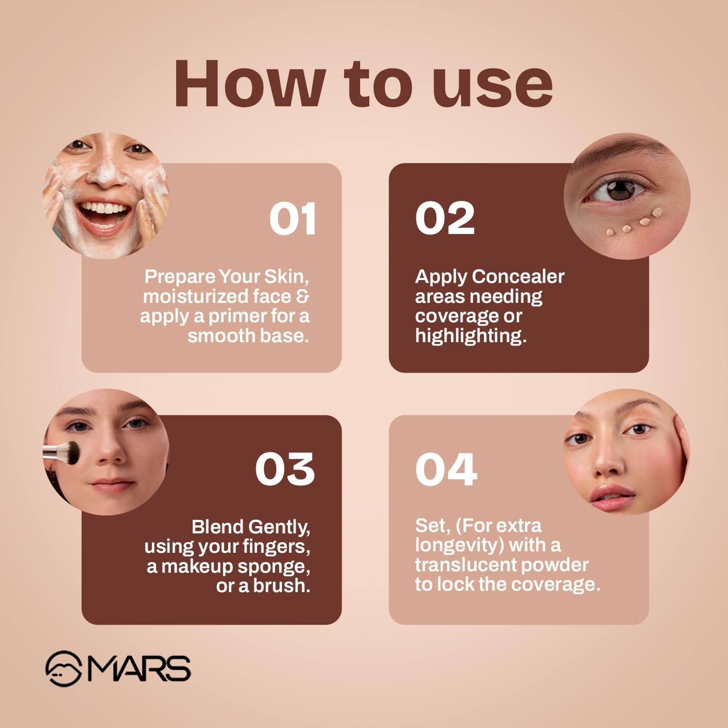 MARS SPF50 PA++++ Cancel Concealer with Radiant Natural Finish (6.0 ml) (08-ESPRESSO ELEGANCE) | Lightweight | Medium to High Coverage | Long-Lasting & Multi-Purpose | Crease Resistant - Image 7