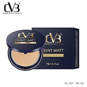 CVB C02 2-in-1 Teint Matt Foundation Pressed Compact Powder | Full Coverage & Long-Lasting Matte Finish | Lightweight Makeup Base (Natural Beige, M)