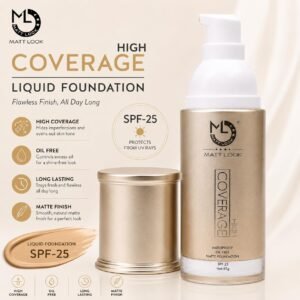 MATT LOOK High Coverage Water- Proof Oil Free Matte Foundation Dry Spf 25 | 45G | Socks Oil On Face | Sheer Coverage Along With Matte Effect | Water- Proof | Sweat- Proof | Beige
