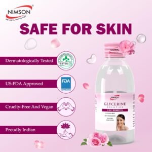 Nimson Pure Glycerine for Skin Care – 50ml | Moisturizes, Heals & Protects Skin | Soothes Irritation | Soft, Glowing Skin | Ideal for Oily & All Skin Types | 100% Vegan