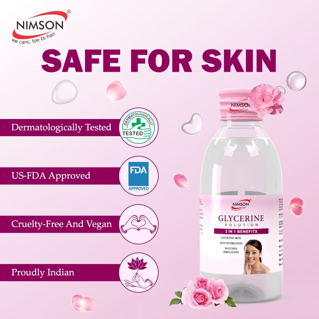 Nimson Pure Glycerine for Skin Care – 50ml | Moisturizes, Heals & Protects Skin | Soothes Irritation | Soft, Glowing Skin | Ideal for Oily & All Skin Types | 100% Vegan - Image 4