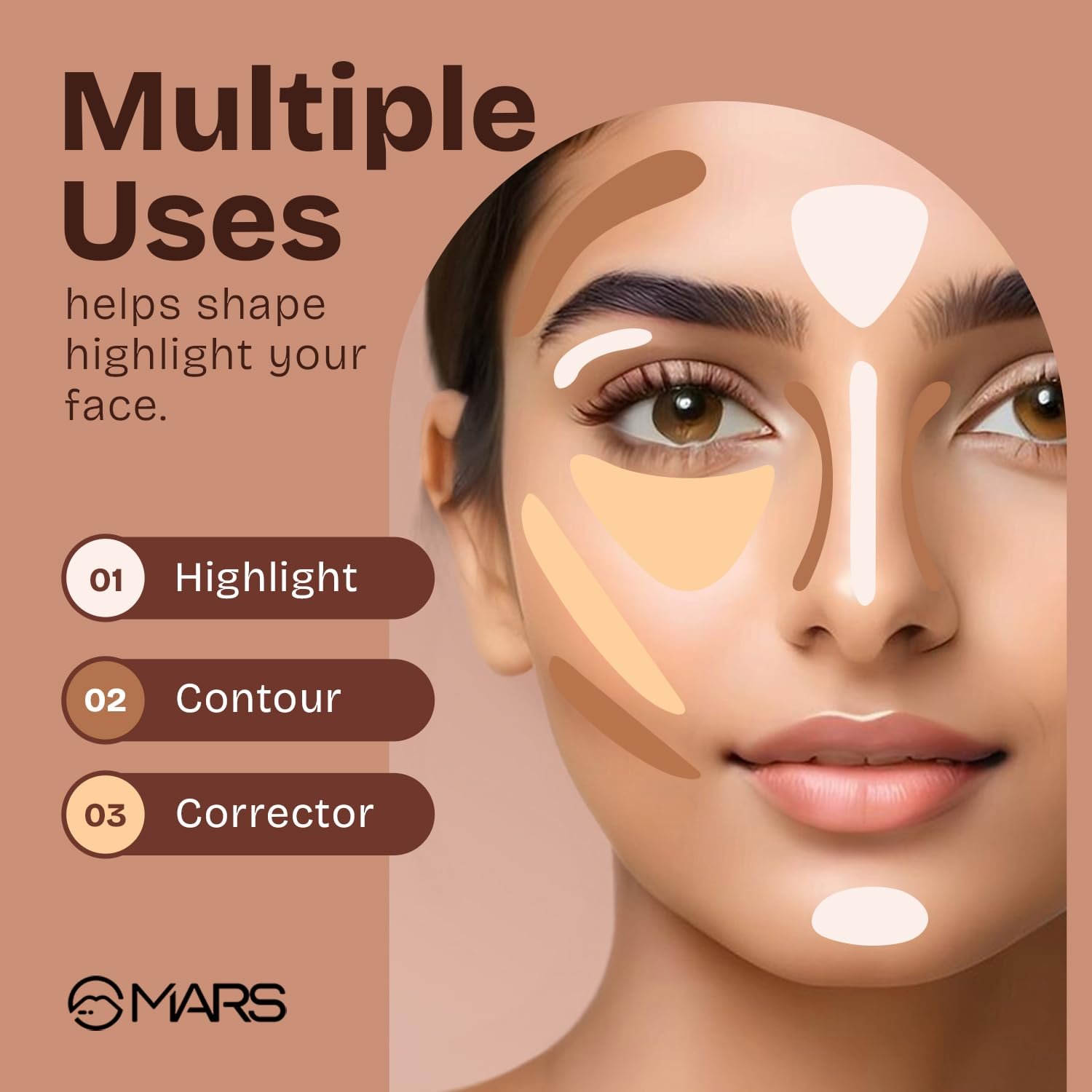 MARS SPF50 PA++++ Cancel Concealer with Radiant Natural Finish (6.0 ml) (08-ESPRESSO ELEGANCE) | Lightweight | Medium to High Coverage | Long-Lasting & Multi-Purpose | Crease Resistant - Image 3