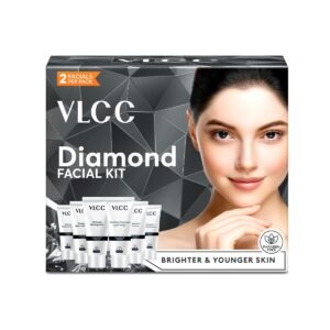 VLCC Diamond Facial Kit - 60g | Purifying with Parlour Glow | Improves Elasticity, Brightens and Helps Lighten Patchy, Damaged Skin | with Colloidal Diamond, Aloe Vera, Jojoba & Olive Oil