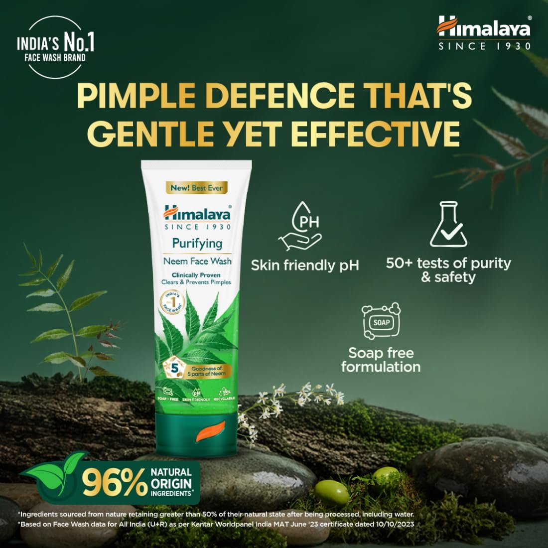 Himalaya Purifying Neem Face Wash, 150 ml | Soap Free | Paraben, Phthalates free | Best for Acne Prone Skin | Eliminates Pimples - Image 7
