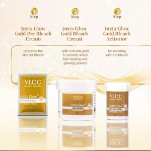 VLCC Insta Glow Gold Bleach - 30g X 4 (Pack of 4) - With Colloidal Glow For Glowing Fairness | Skin Brightening Bleach | Perfect Skin Match, Reduces Facial Hair Visibility, Brightens Complexion