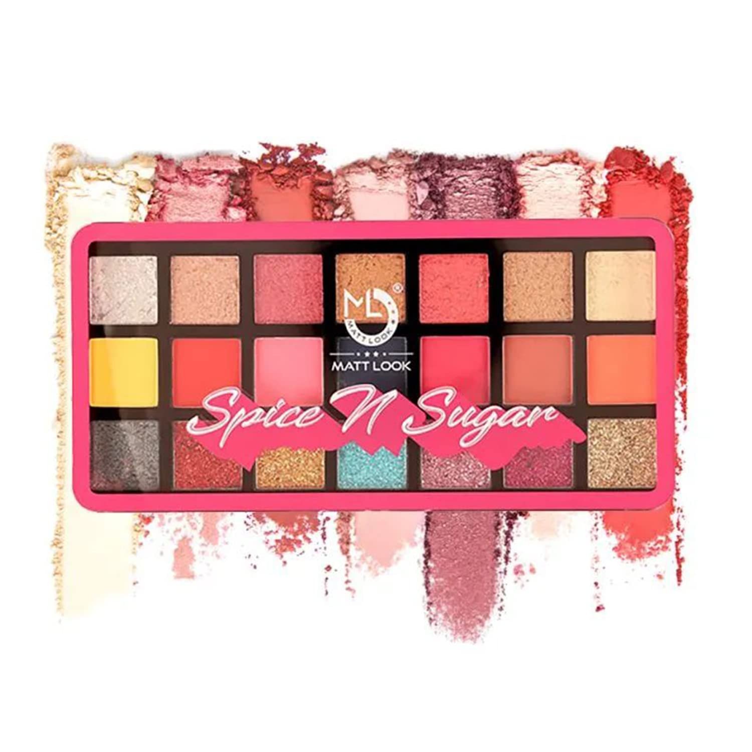 MATT LOOK 21 Highshine Wet and Metallic Shades Eyeshadow Palette for Bold Matte and Creamy Metallic Finishes, Soft Textured, and Highly Pigmented Eye Makeup Palette. (Spice N Sugar)