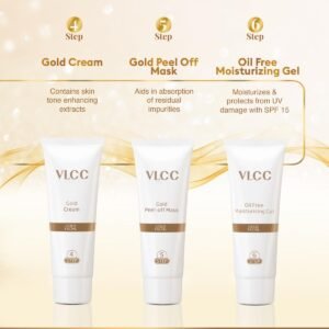 VLCC Gold Facial Kit, Bright & Glowing Skin - 60g | Pamper your Skin for a Luminous Glow | Parlour Glow with 24K Gold Bhasma, Rose Extracts, Turmeric & Aloe Vera.