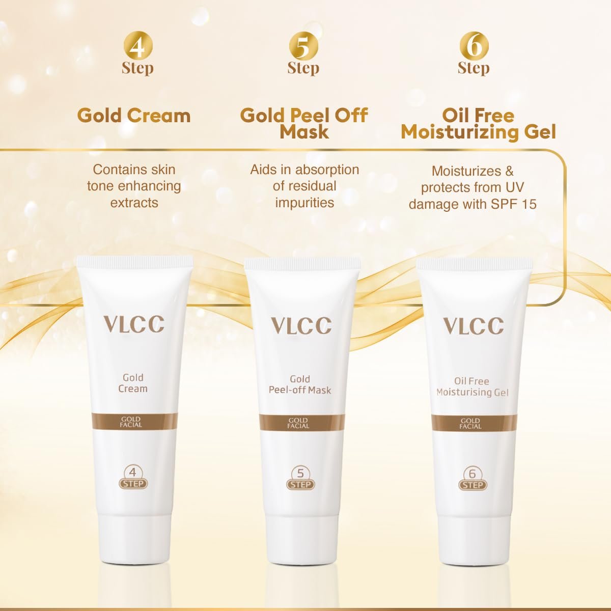 VLCC Gold Facial Kit, Bright & Glowing Skin - 60g | Pamper your Skin for a Luminous Glow | Parlour Glow with 24K Gold Bhasma, Rose Extracts, Turmeric & Aloe Vera. - Image 8
