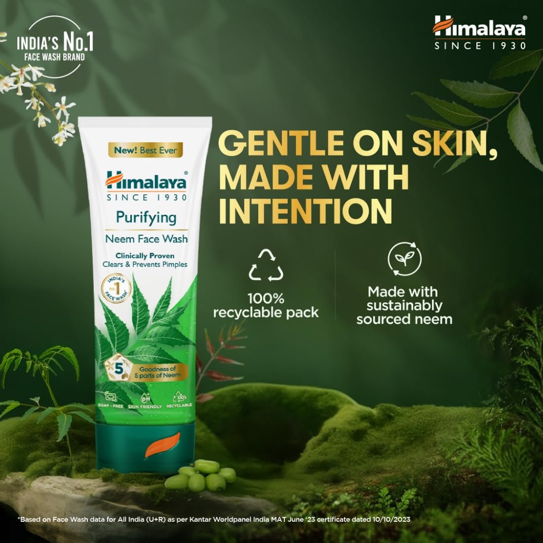 Himalaya Purifying Neem Face Wash, 150 ml | Soap Free | Paraben, Phthalates free | Best for Acne Prone Skin | Eliminates Pimples - Image 9