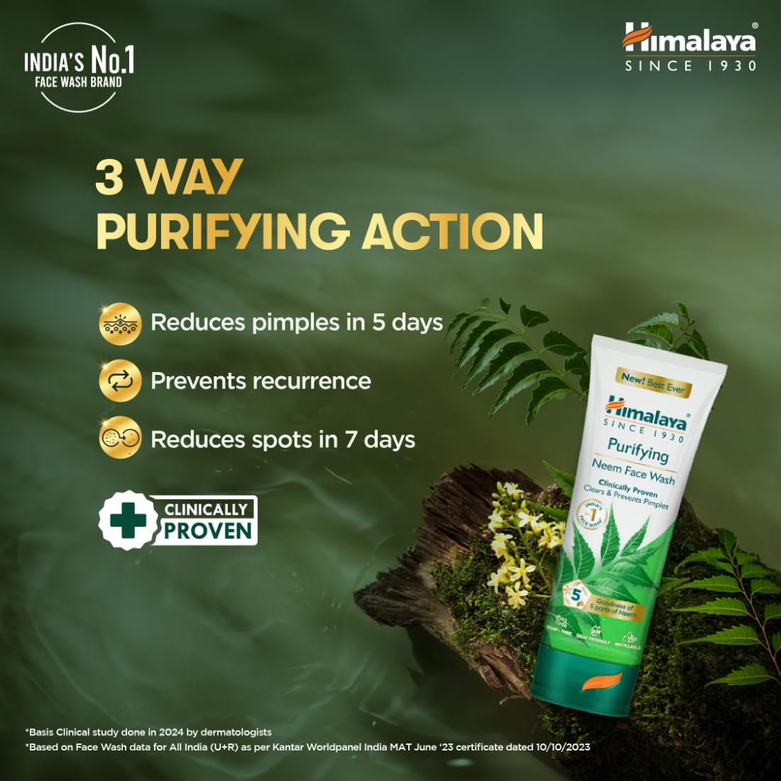 Himalaya Purifying Neem Face Wash, 150 ml | Soap Free | Paraben, Phthalates free | Best for Acne Prone Skin | Eliminates Pimples - Image 5