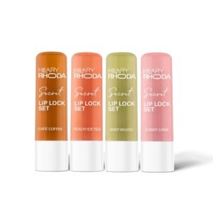 Hilary Rhoda Secret Lip Lock Set | Infused with Rapeseed Oil | Super-Hydrating Lip Balm & Repairs Lips | Cruelty-Free | Keeps Lips Soft & Supple | Set of 4 | 2.6g*4, Multicolor