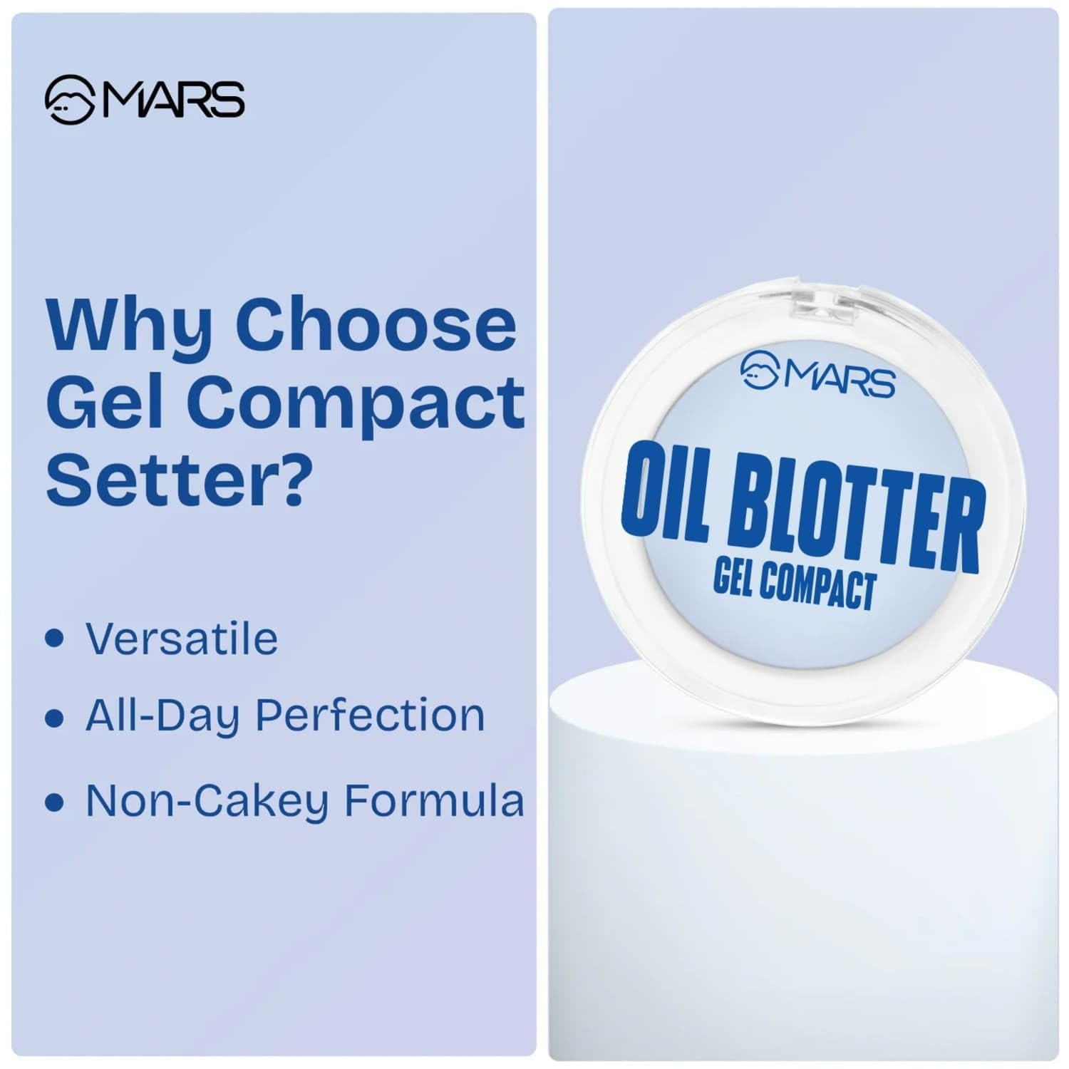 MARS Oil Blotter Gel Compact for Oily Skin with Puff Applicator | Instant Oil Control | Matte Finish Compact | Travel Friendly | For Summers, Weddings, Parties (5 gm) - Image 2