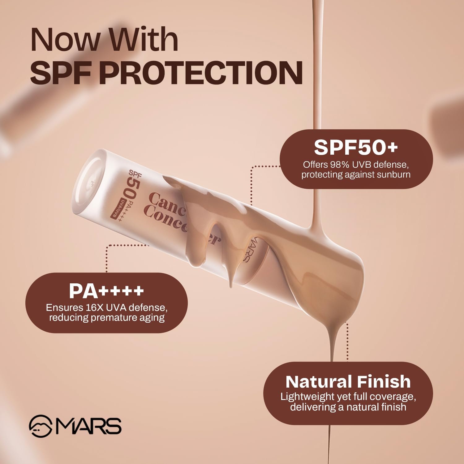 MARS SPF50 PA++++ Cancel Concealer with Radiant Natural Finish (6.0 ml) (08-ESPRESSO ELEGANCE) | Lightweight | Medium to High Coverage | Long-Lasting & Multi-Purpose | Crease Resistant - Image 5