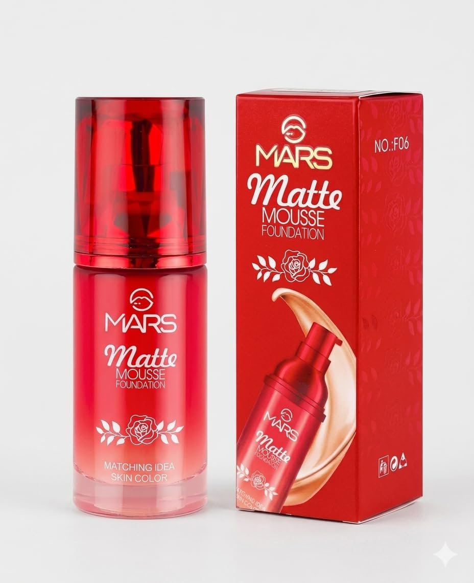 MARS Matte Mousse Foundation, Ivory Shade 101 Ivory, Liquid, Matte Finish, Medium to Full Buildable Coverage, Hydrating Formula, 60ml - Image 8