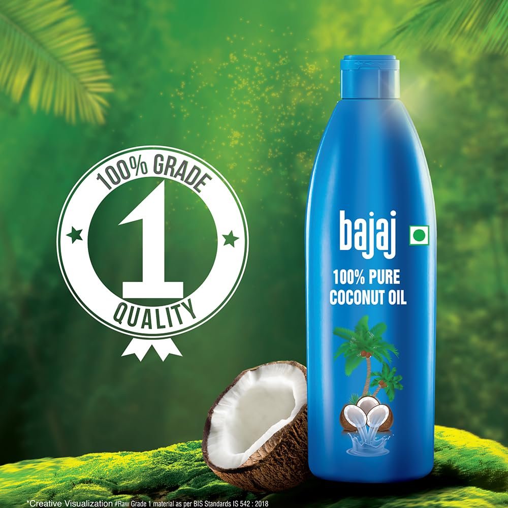 Bajaj 100% Pure Coconut Oil 600ml | Made with Premium Grade 1 Quality Coconuts - Image 2