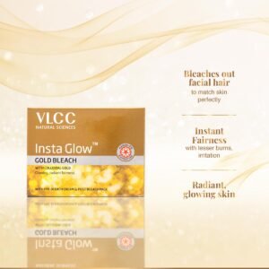 VLCC Insta Glow Gold Bleach - 30g X 3 (Pack of 3) - With Colloidal Glow For Glowing Fairness | Skin Brightening Bleach | Perfect Skin Match, Reduces Facial Hair Visibility, Brightens Complexion