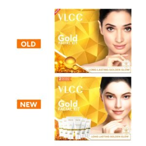 VLCC Gold Facial Kit, Bright & Glowing Skin - 60g | Pamper your Skin for a Luminous Glow | Parlour Glow with 24K Gold Bhasma, Rose Extracts, Turmeric & Aloe Vera.