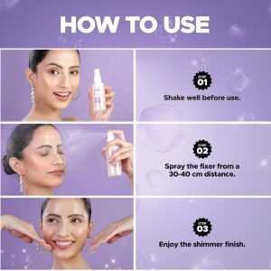 Hilary Rhoda Shimmer Stay Makeup Fixer | Infused with Aloe Vera | Cruelty-Free & Vegan | Keeps Makeup Intact | Hydrates, Soothes & Refreshes Skin - 80m (Gold - Shade 01)