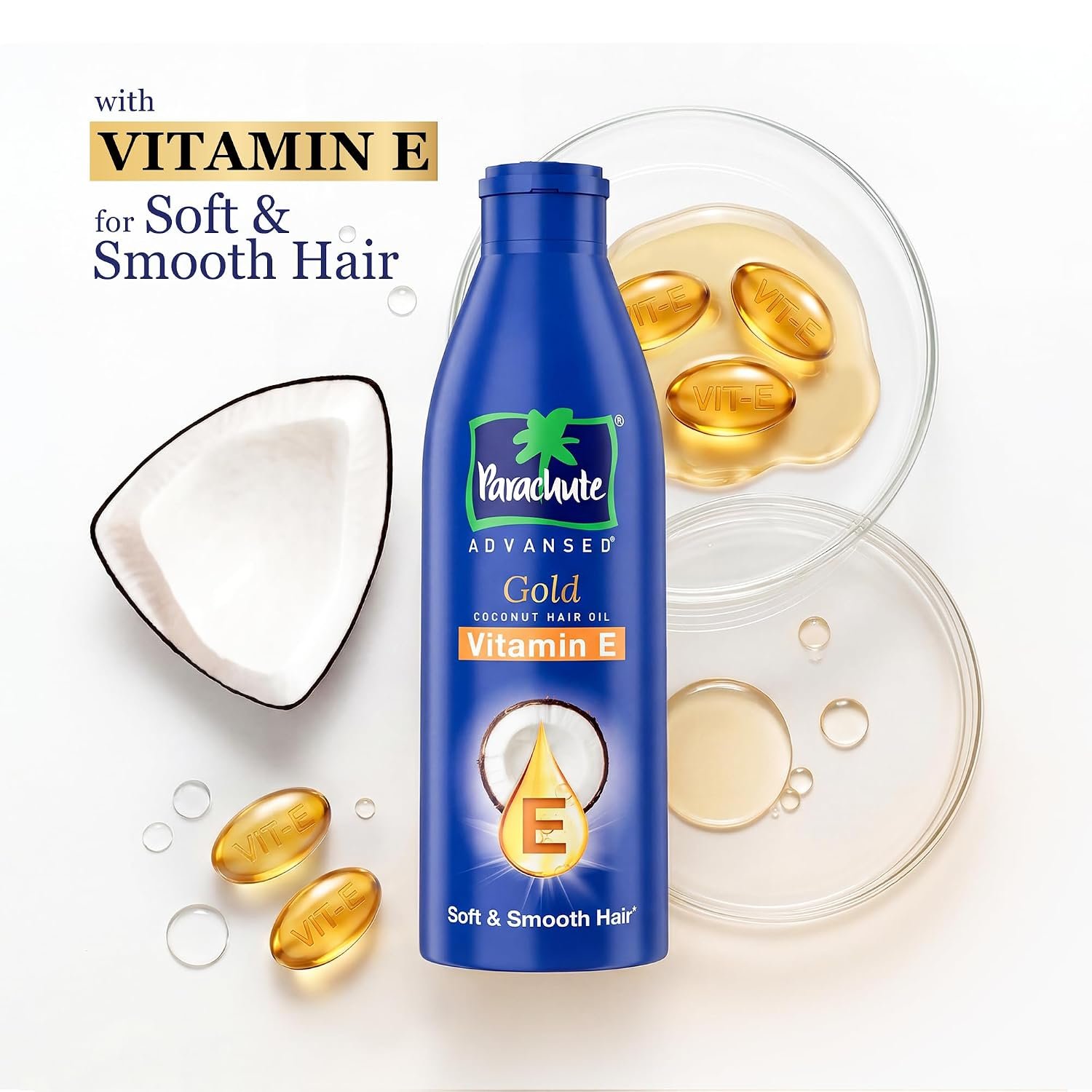 Parachute Advansed Gold Vitamin E Coconut Hair Oil| Long & Soft Hair | For All Hair Type| No Paraben & Silicones| 300ml - Image 2