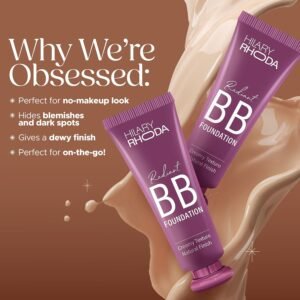 Hilary Rhoda Radiant BB Foundation for Women | 9 to 5 Stay BB Cream | Hides Blemishes & Dark Spots | Blend Easily | Lightweight & Ultra-Creamy Formula | Travel-Friendly & Dewy Finish - 60g (Beige| Shade 02)