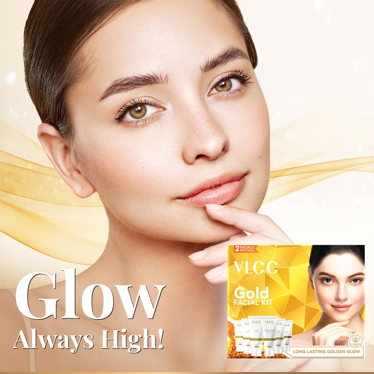 VLCC Gold Facial Kit, Bright & Glowing Skin - 60g | Pamper your Skin for a Luminous Glow | Parlour Glow with 24K Gold Bhasma, Rose Extracts, Turmeric & Aloe Vera. - Image 6