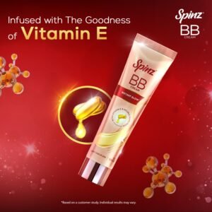 Spinz BB Cream | Instant Glow, Even Skin Tone & Natural Coverage | Lightweight, Non-Sticky Mousse Formula | With Vitamin E and Double Sunscreen Protection (29g)