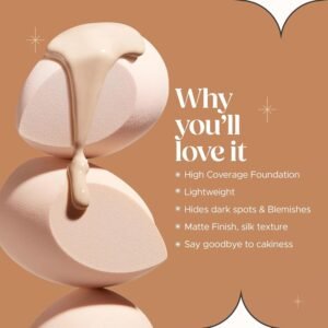 Hilary Rhoda High Definition Foundation for Women | Hides Pores & Blemishes | HD Foundation For All Skin Types | Blendable Formula | Natural & Matte Finish | High Coverage Liquid Foundation - 33ml (Natural Beige - Shade 03)