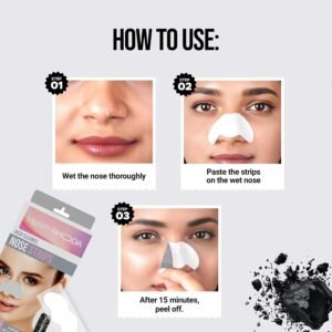Hilary Rhoda Charcoal Nose Strips Pack of 10 Strips for Blackhead & Whitehead Remover | Deep Cleansing Pore Strips for Nose | Oil Control Formula (Charcoal - Shade 01)