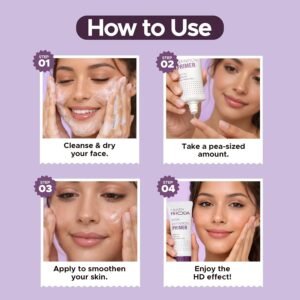 Hilary Rhoda High Definition Primer | Blurs Pores, Mattifies & Absorbs Excess Oil | Silicon-Based Primer | Blurs Fine Lines | Lightweight & Non-Sticky | Long-Lasting Formula - 37g