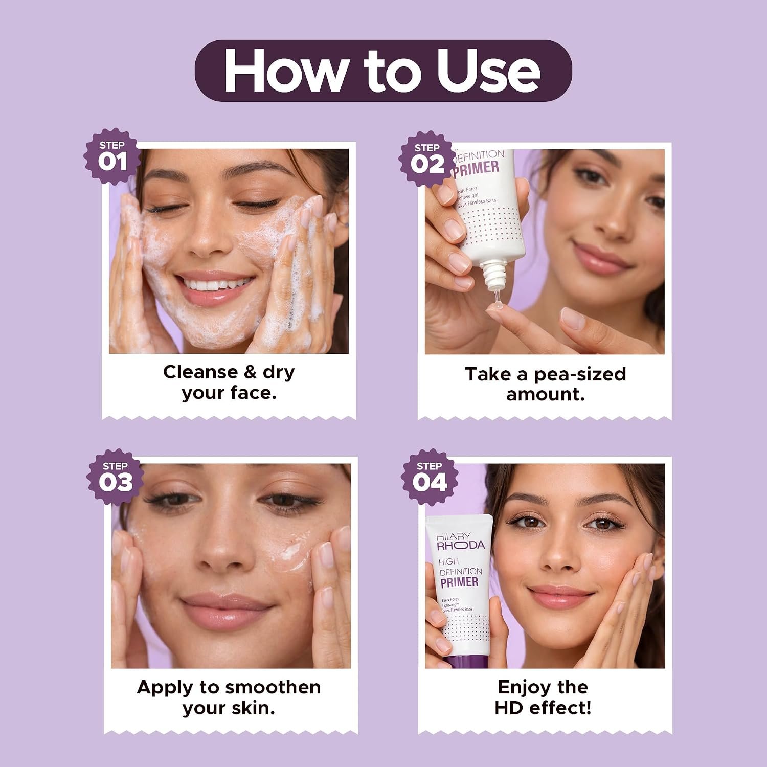 Hilary Rhoda High Definition Primer | Blurs Pores, Mattifies & Absorbs Excess Oil | Silicon-Based Primer | Blurs Fine Lines | Lightweight & Non-Sticky | Long-Lasting Formula - 37g - Image 5