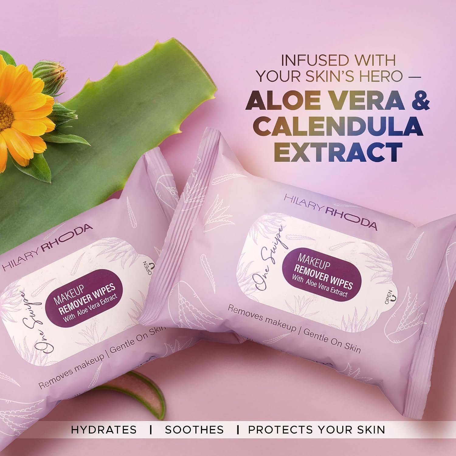 Hilary Rhoda One Swipe Makeup Remover Wipes | Removes Waterproof Makeup | Aleo Vera Infused Makeup Remover Wipes | Hydrating & Cleansing Facial Wipes | Paraben-Free | 25 pcs - Image 5