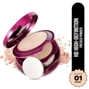 Hilary Rhoda Compact Powder | Ivory | 2-in-1 Pressed Powder with Mirror & Puff | Shimmery & HD Matte Finish With Long Lasting Coverage| Oil Control | (My Ivory - Shade 01)-18g