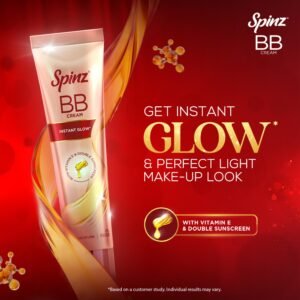 Spinz BB Cream | Instant Glow, Even Skin Tone & Natural Coverage | Lightweight, Non-Sticky Mousse Formula | With Vitamin E and Double Sunscreen Protection (29g)