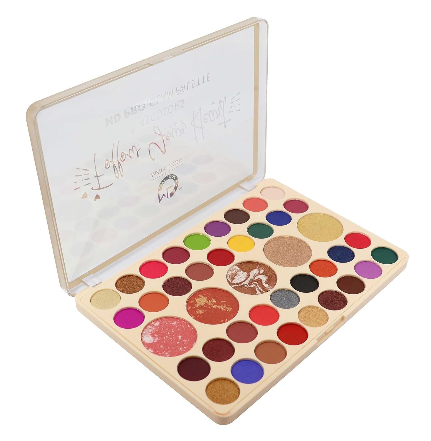 MATT LOOK 41 Colors Hd Pro Glam Palette|Multi-Purpose Use Palette|Bright Vibrant Colors|Water Proof Formula|One Stroke Application|Eye Shadows & Highlighters In One Palette- Multicolor 01(41.6G) - Image 7