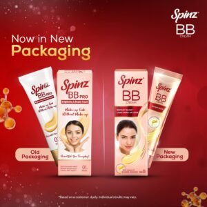 Spinz BB Cream | Instant Glow, Even Skin Tone & Natural Coverage | Lightweight, Non-Sticky Mousse Formula | With Vitamin E and Double Sunscreen Protection (29g)