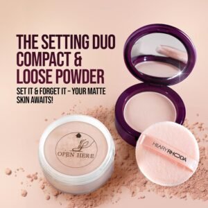Hilary Rhoda Compact & Loose Powder | Natural | 2-in-1 Setting Powder for Oil Control & Matte Finish | Weightless | Blends Effortlessly | Long-Lasting | Hides Imperfections | for Indian Skintone | (Shade 02) 32g