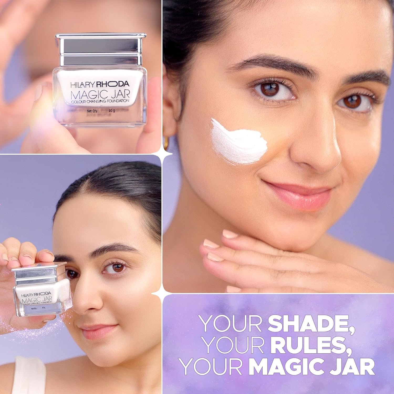 Hilary Rhoda Magic Jar Colour Changing Foundation Cream For All Skin Types | Buildable Coverage | Long Lasting & Weightless Formula | Crease-Free Foundation | Cruelty-Free | Satin Finish | 30G - Image 3