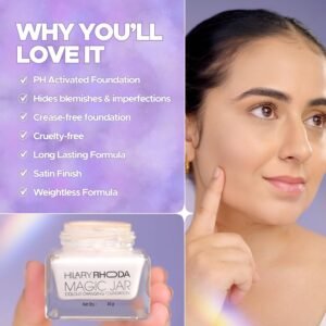 Hilary Rhoda Magic Jar Colour Changing Foundation Cream For All Skin Types | Buildable Coverage | Long Lasting & Weightless Formula | Crease-Free Foundation | Cruelty-Free | Satin Finish | 30G