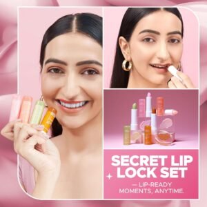 Hilary Rhoda Secret Lip Lock Set | Infused with Rapeseed Oil | Super-Hydrating Lip Balm & Repairs Lips | Cruelty-Free | Keeps Lips Soft & Supple | Set of 4 | 2.6g*4, Multicolor