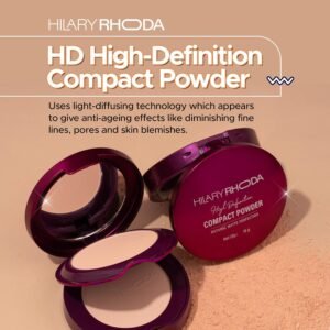 Hilary Rhoda Compact Powder | Ivory | 2-in-1 Pressed Powder with Mirror & Puff | Shimmery & HD Matte Finish With Long Lasting Coverage| Oil Control | (My Ivory - Shade 01)-18g