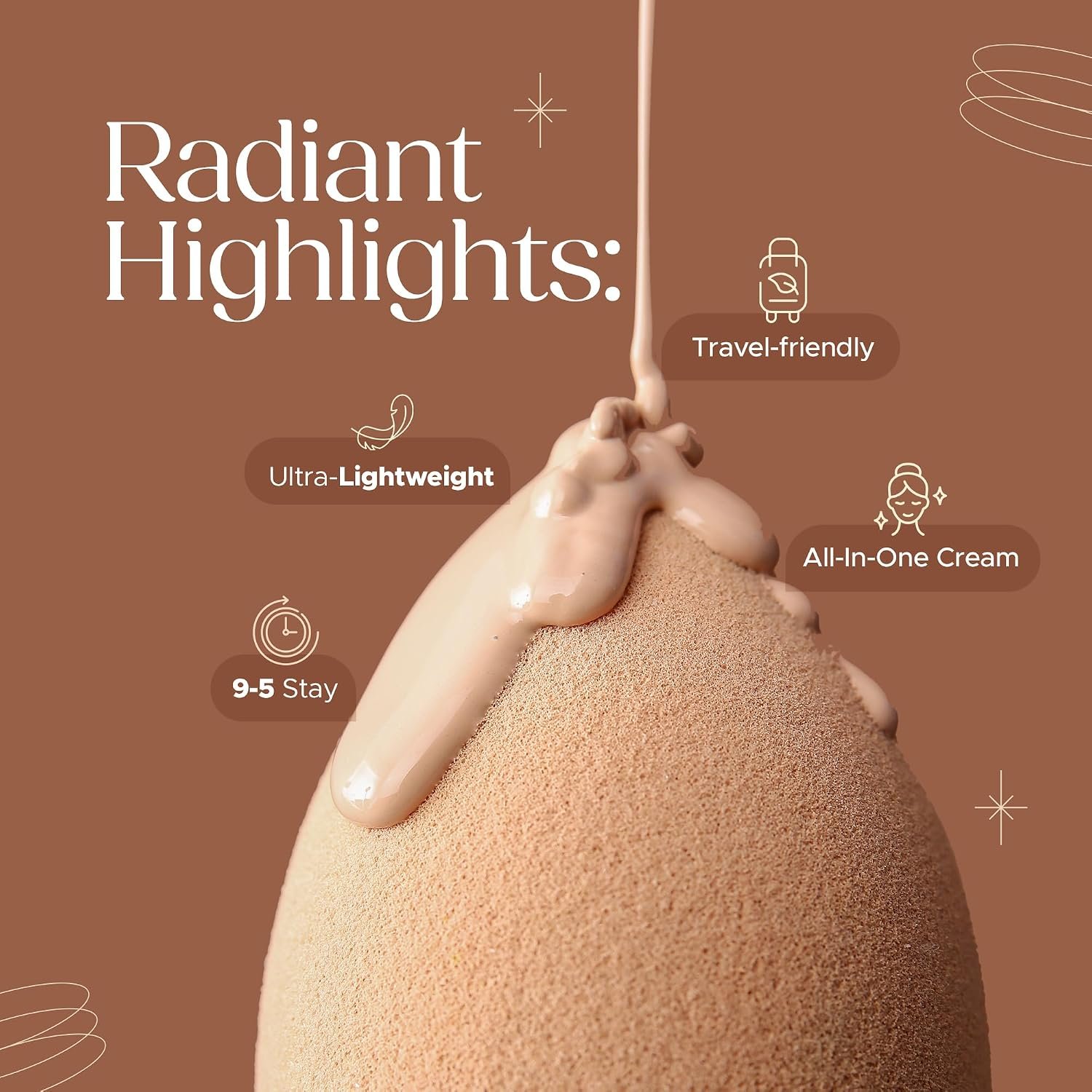 Hilary Rhoda Radiant BB Foundation for Women | 9 to 5 Stay BB Cream | Hides Blemishes & Dark Spots | Blend Easily | Lightweight & Ultra-Creamy Formula | Travel-Friendly & Dewy Finish - 60g (Beige| Shade 02) - Image 4